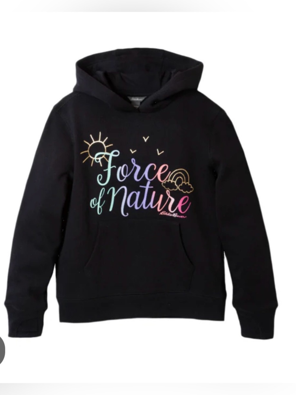 Eddie Bauer Kids XS 5T Black Pullover Hoodie with Force Of Nature and Thumbhole